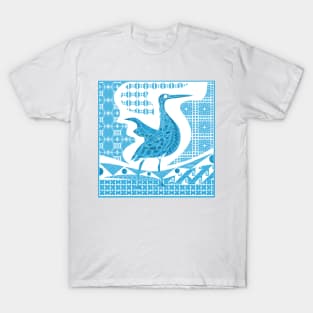 mexican garza egret bird in talavera porcelain patttern ecopop art T-Shirt